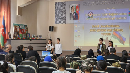 59 nömrəli tam orta məktəbdə Vətən Müharibəsi şəhidi Umudlu Elmir Pərviz oğlunun anım günü tədbiri keçirilib
