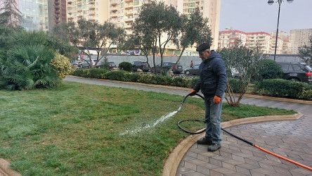 Xocalı soyqırımının 32-ci ildönümü ilə bağlı "Ana fəryadı" abidəsinin yerləşdiyi parkda abadlıq işləri aparılır