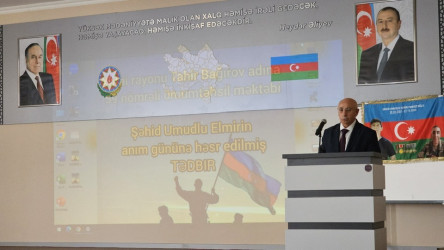 59 nömrəli tam orta məktəbdə Vətən Müharibəsi şəhidi Umudlu Elmir Pərviz oğlunun anım günü tədbiri keçirilib